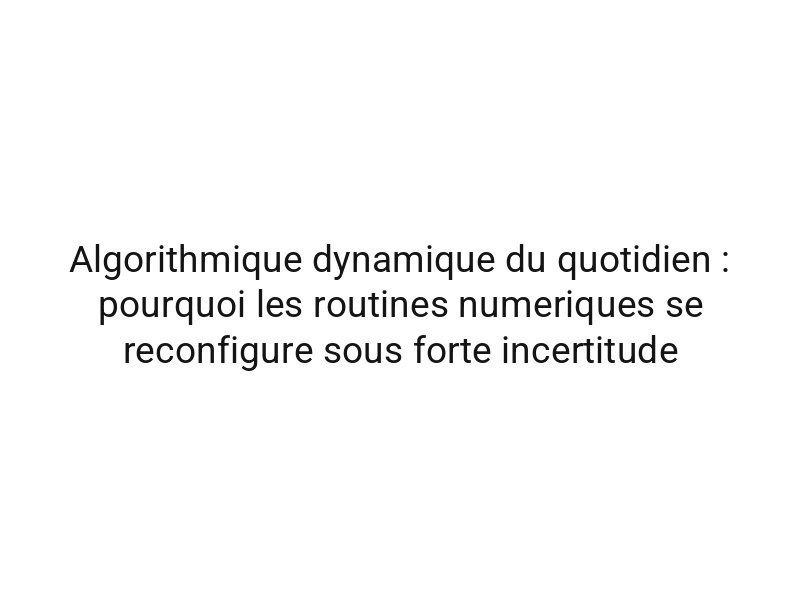 Algorithmique dynamique du quotidien : pourquoi les routines numeriques se reconfigure sous forte incertitude